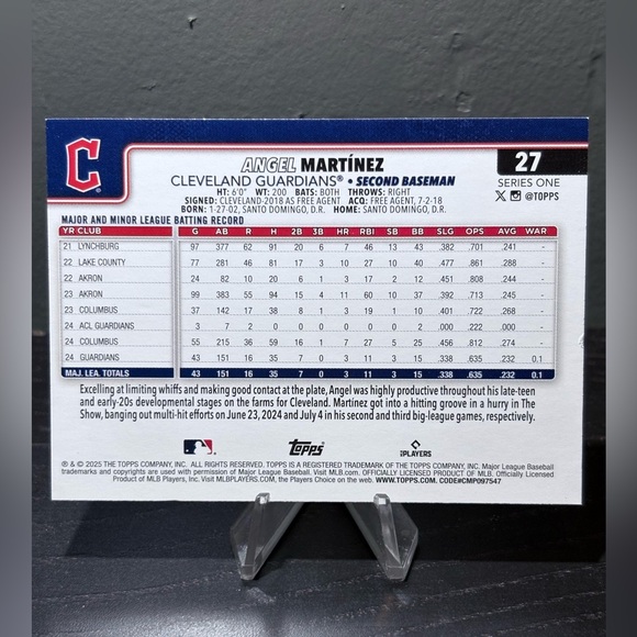 #27 Angel Martinez 2025 Topps - Rainbow Foil Rookie - Picture 2 of 2